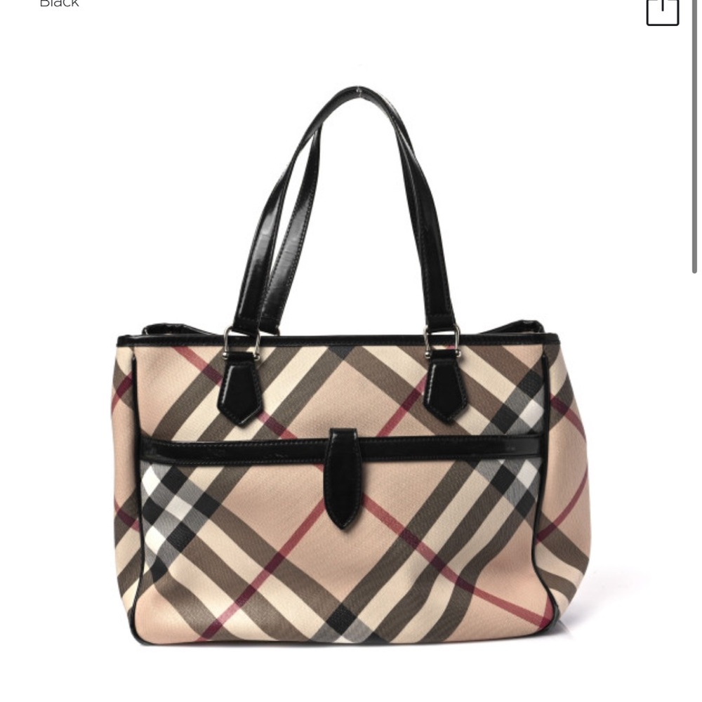 Elegant Checkered Tote with Black Accents